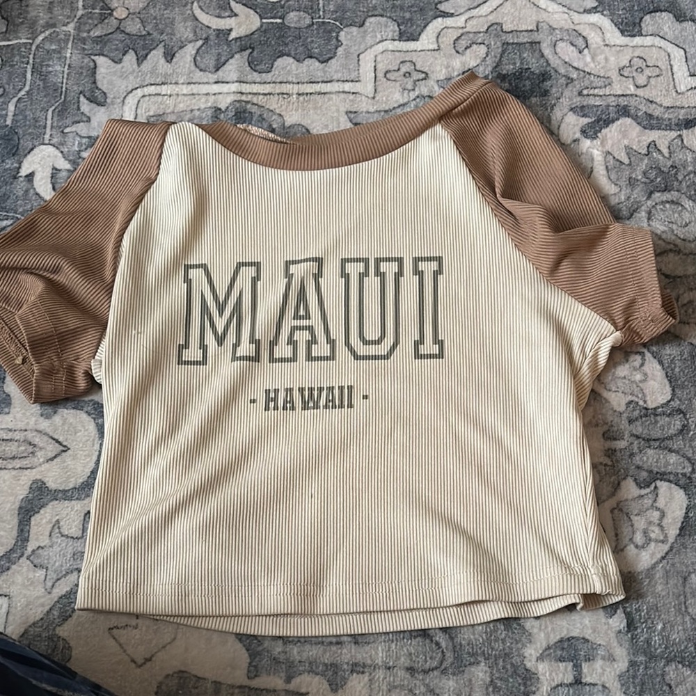 Beige and Brown Maui Hawaii Top
